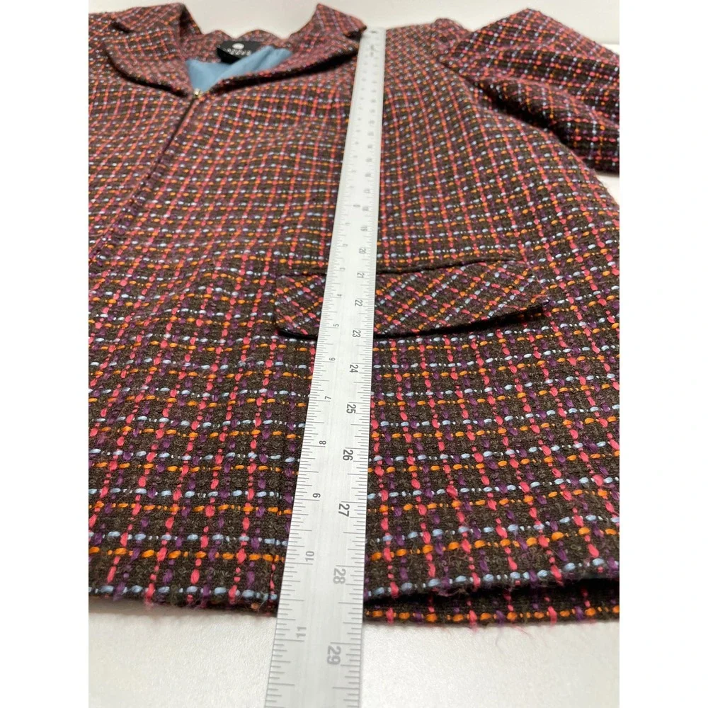 Maggie‎ Barnes Tweed Blazer Plus 24W Multicolor Jacket Zipper Academia Heritage